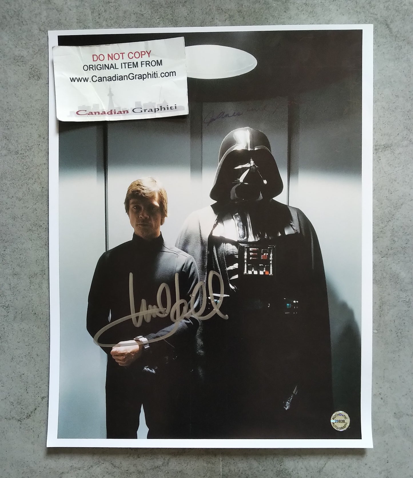 James Earl Jones & Mark Hamill Hand Signed Autograph Photo COA Star Wars