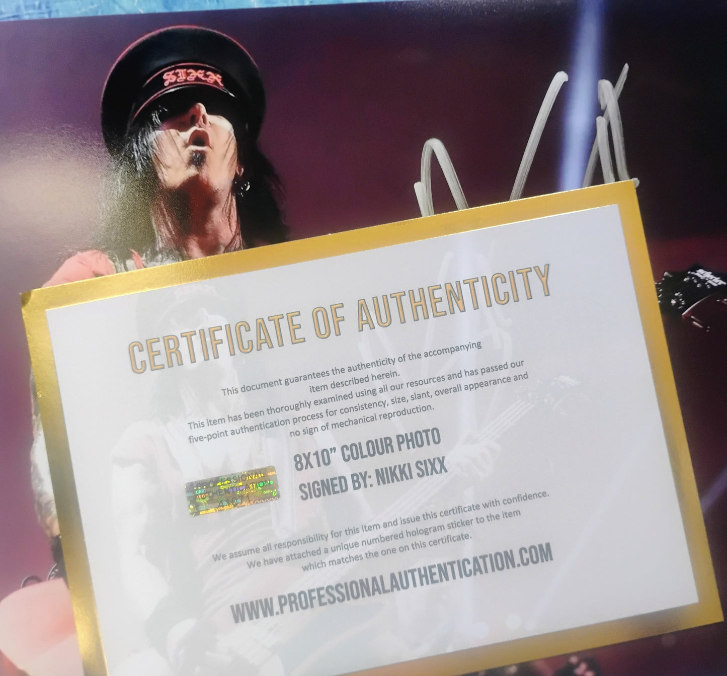 Nikki Sixx Hand Signed Autograph 8x10 Photo COA Motley Crue
