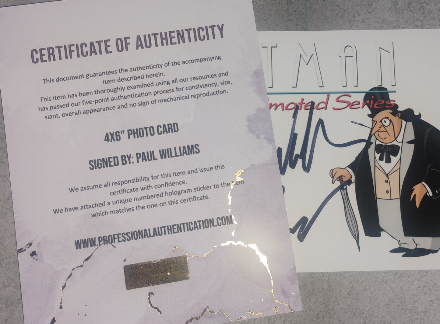 Paul Williams Hand Signed Autograph Photo COA Batman Animated Series