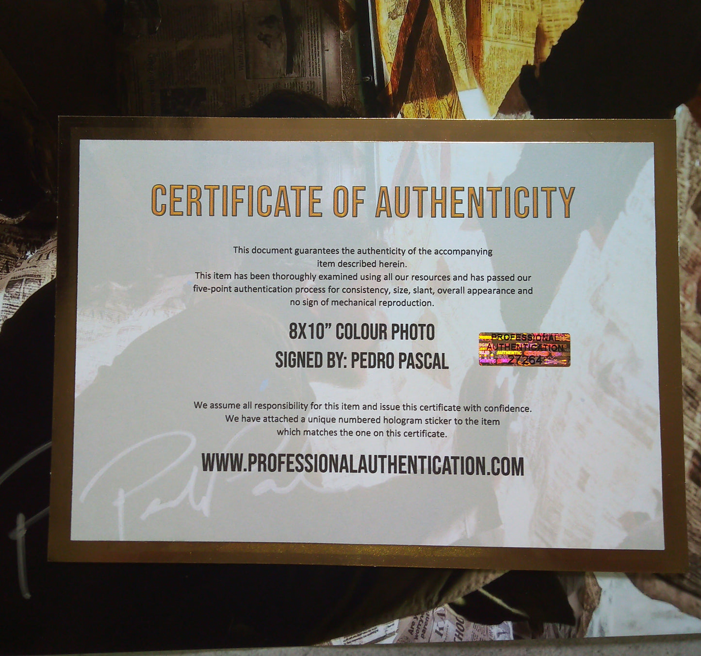 Pedro Pascal Hand Signed Autograph 8x10 Photo COA The Last Of Us