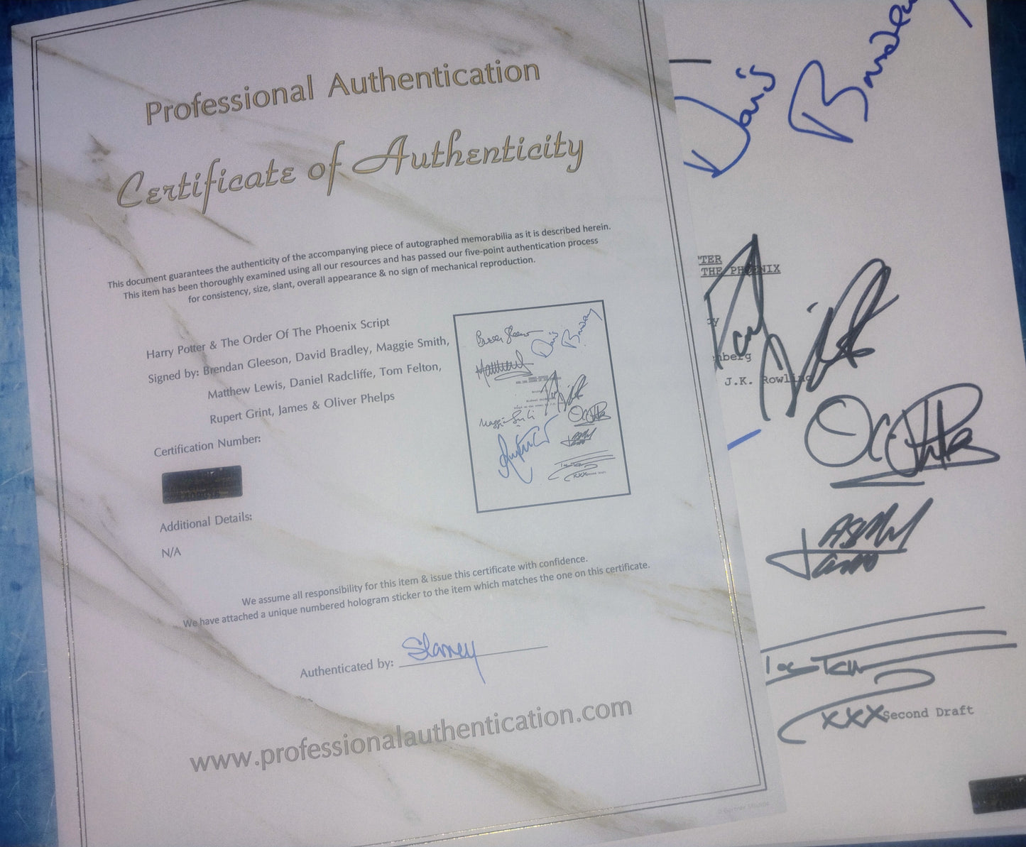 Harry Potter 9x Cast Hand Signed Autograph Script COA