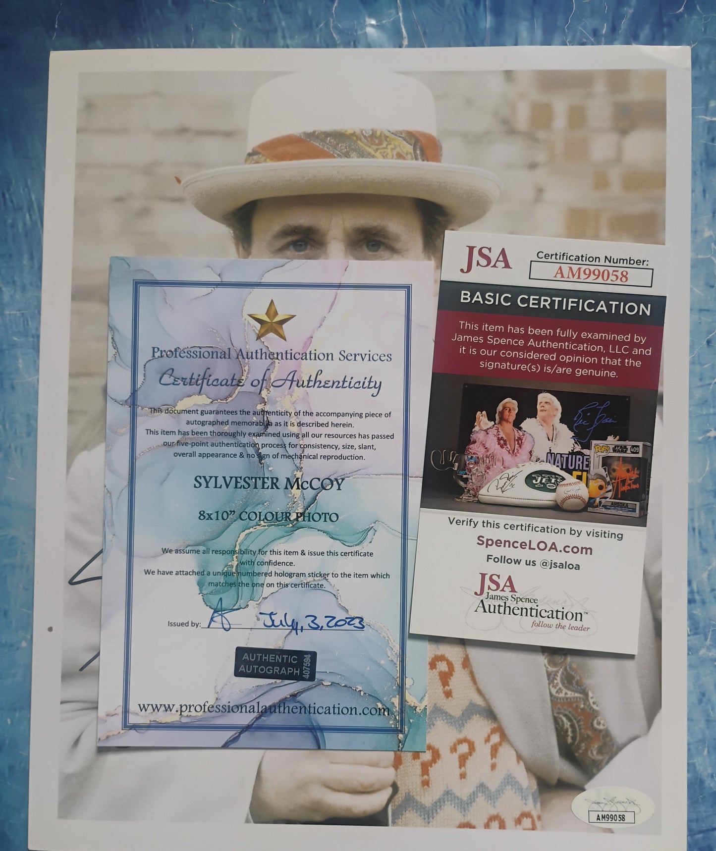 Sylvester McCoy Hand Signed Autograph 8x10 Photo JSA COA Doctor Who