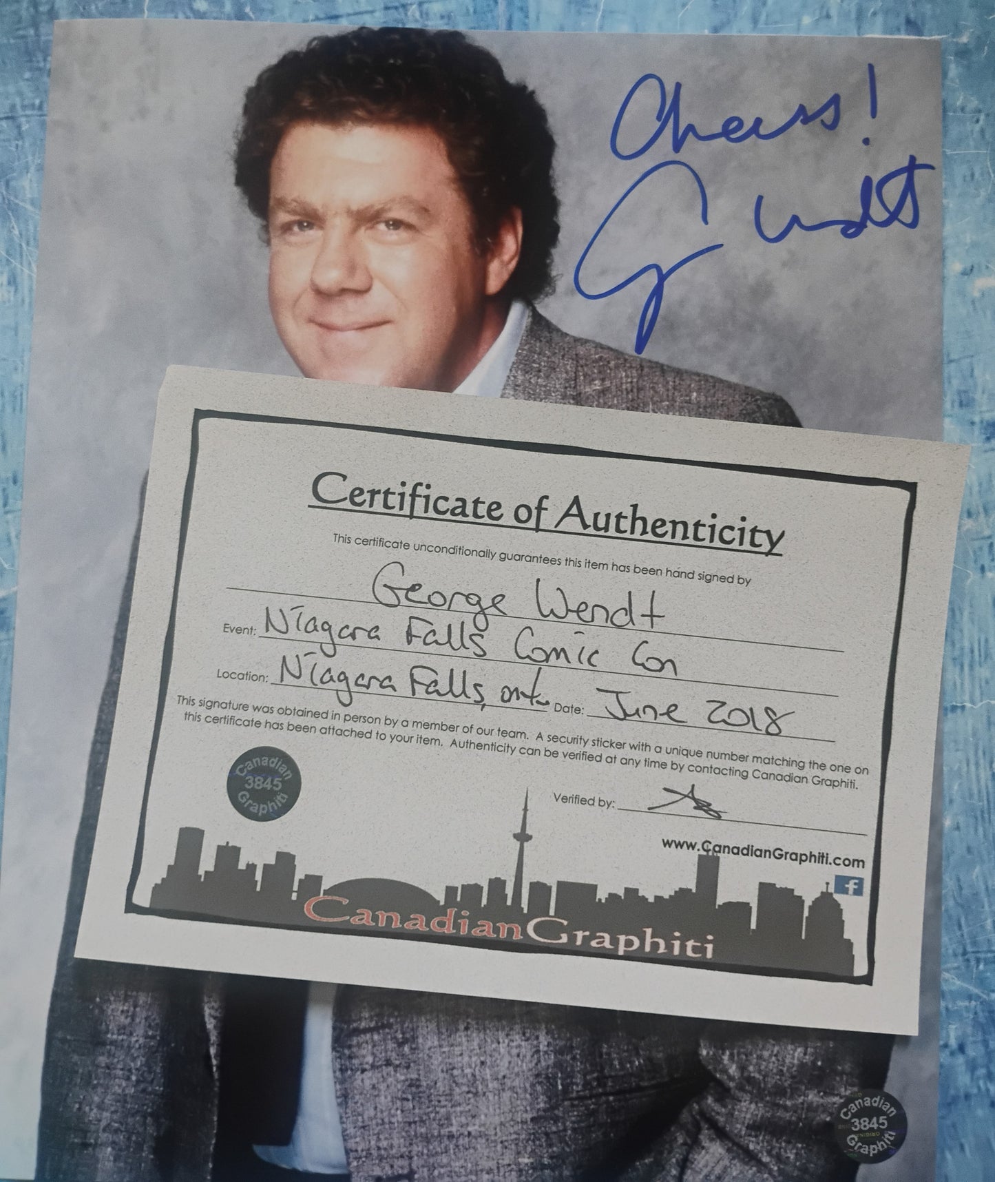 George Wendt Hand Signed Autograph 8x10 Photo COA Cheers