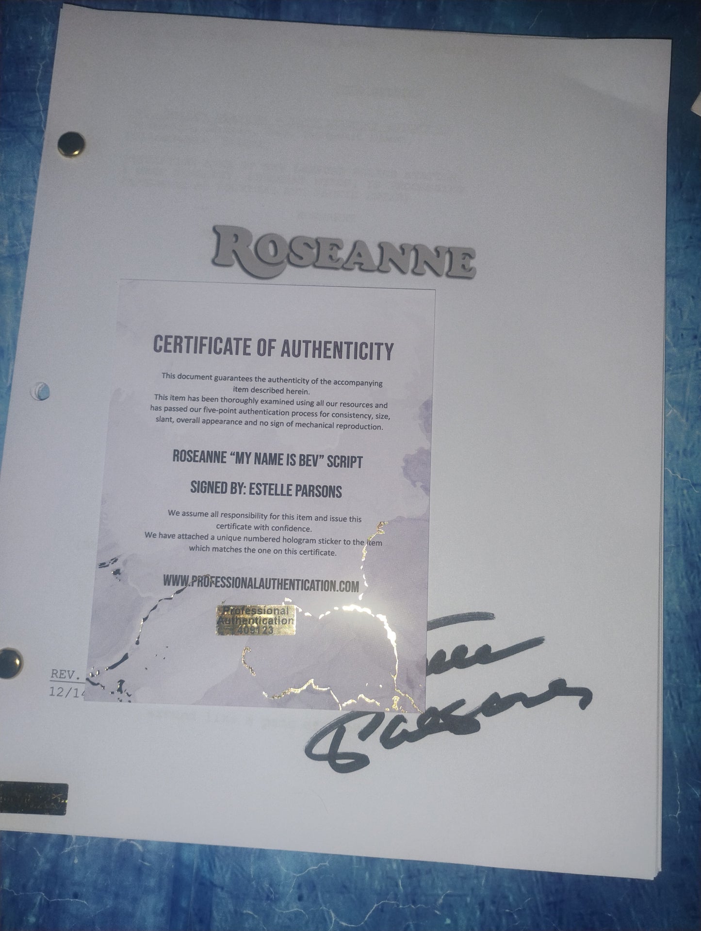 Estelle Parsons Hand Signed Autograph Roseanne Script COA