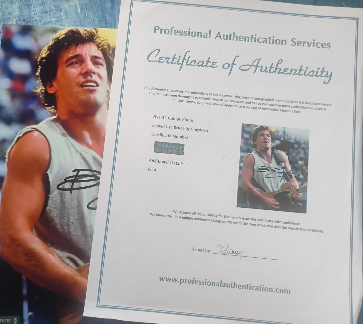 Bruce Spingsteen Hand Signed Autograph 8x10 Photo COA