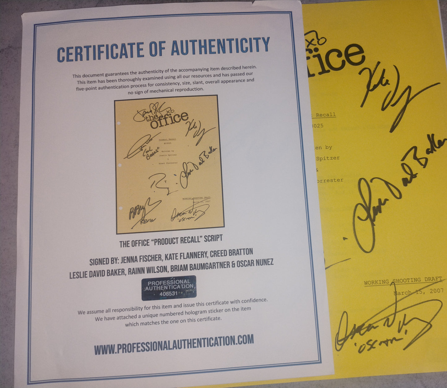 The Office 7x Cast Hand Signed Autograph Script COA