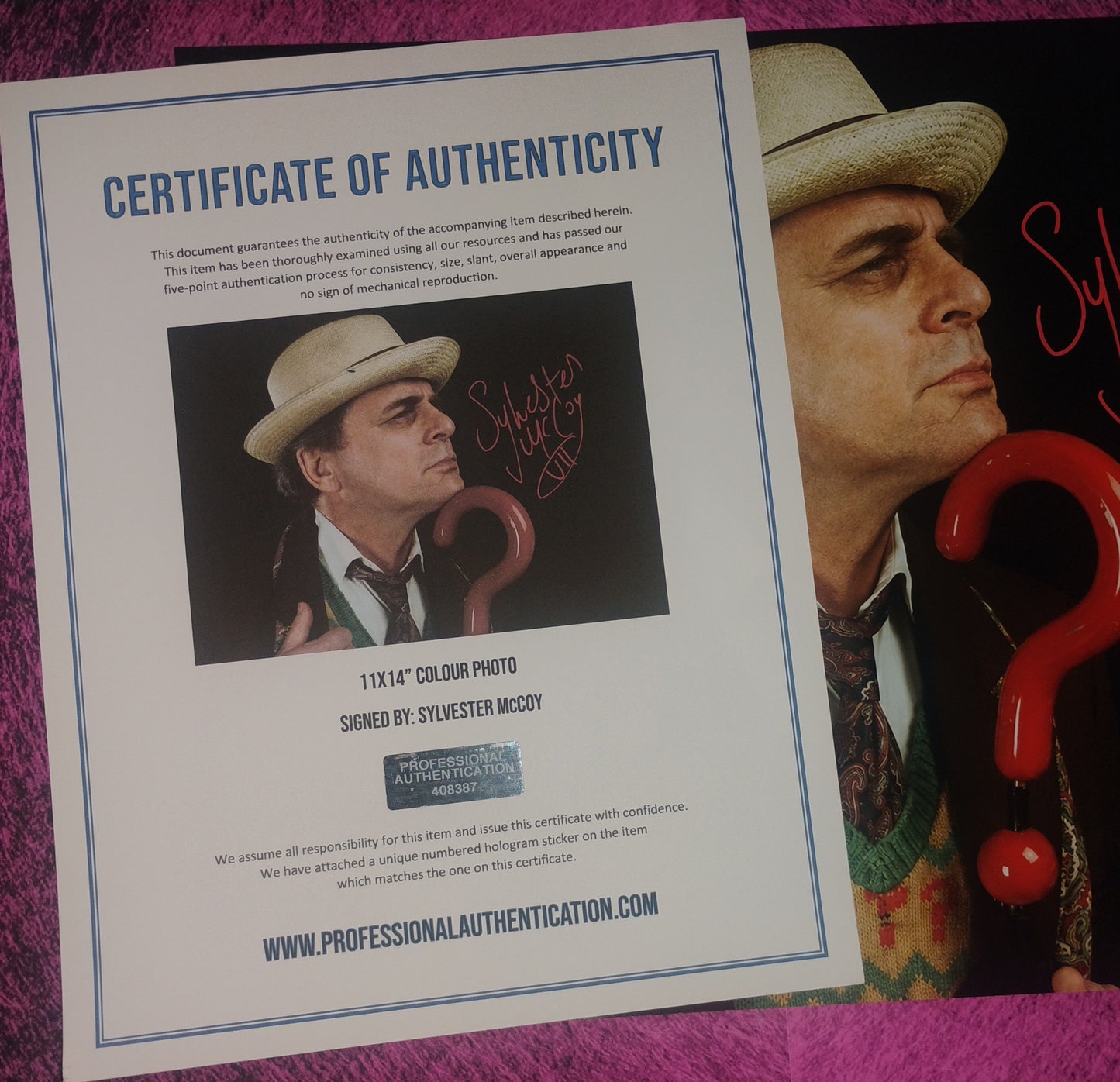 Sylvester McCoy Hand Signed Autograph 11x14 Photo COA Doctor Who
