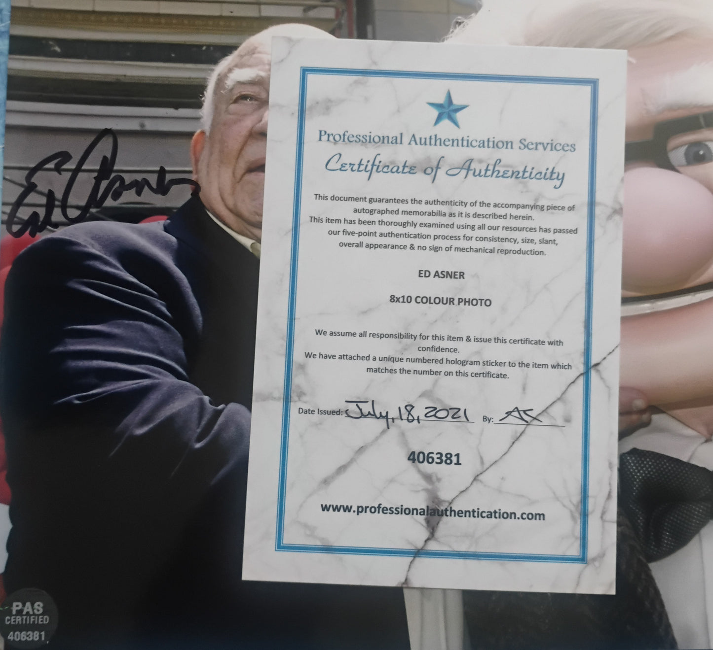 Ed Asner Hand Signed Autograph 8x10 Photo COA Up