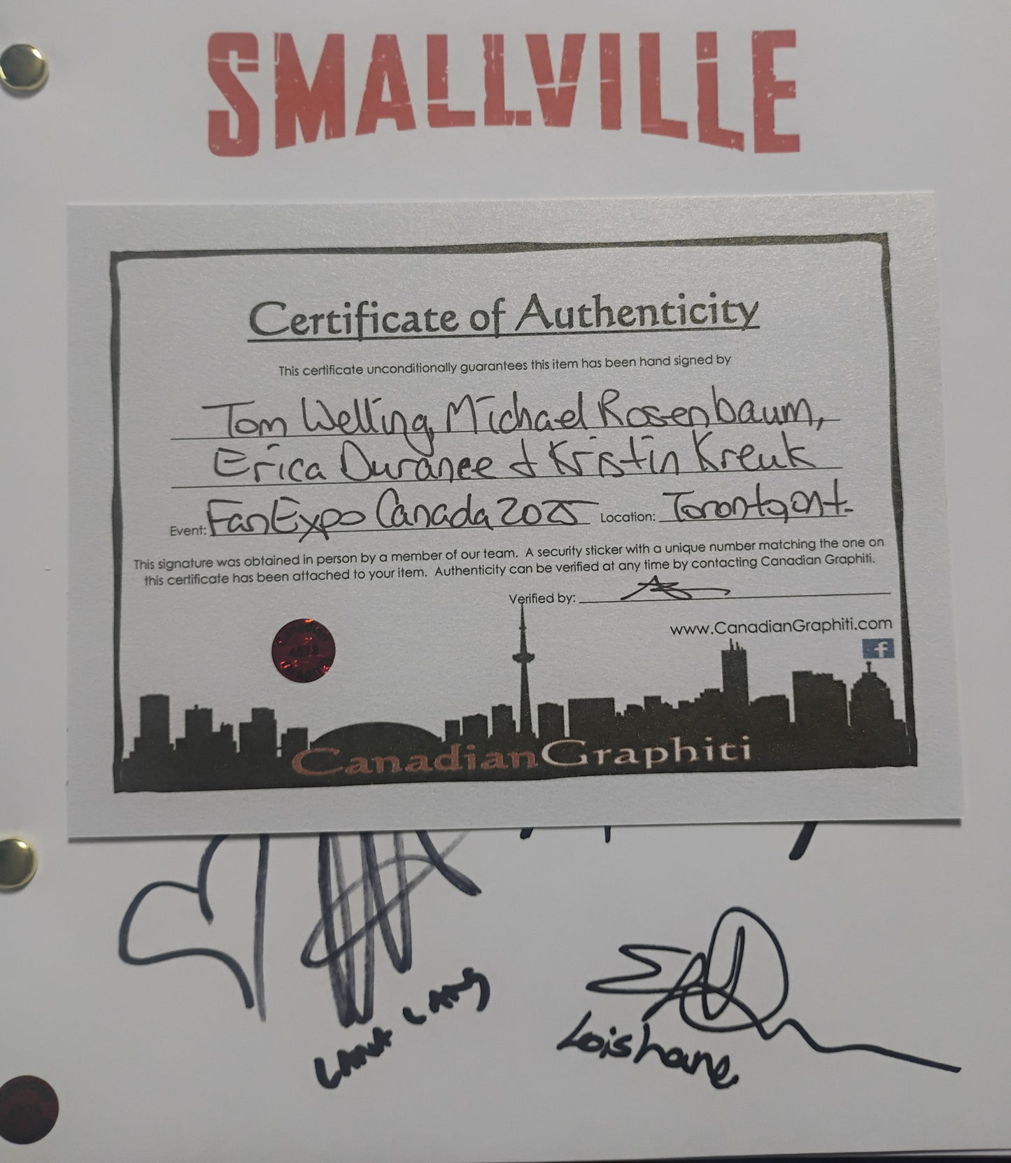 Smallville 4x Cast Hand Signed Autograph OPix COA