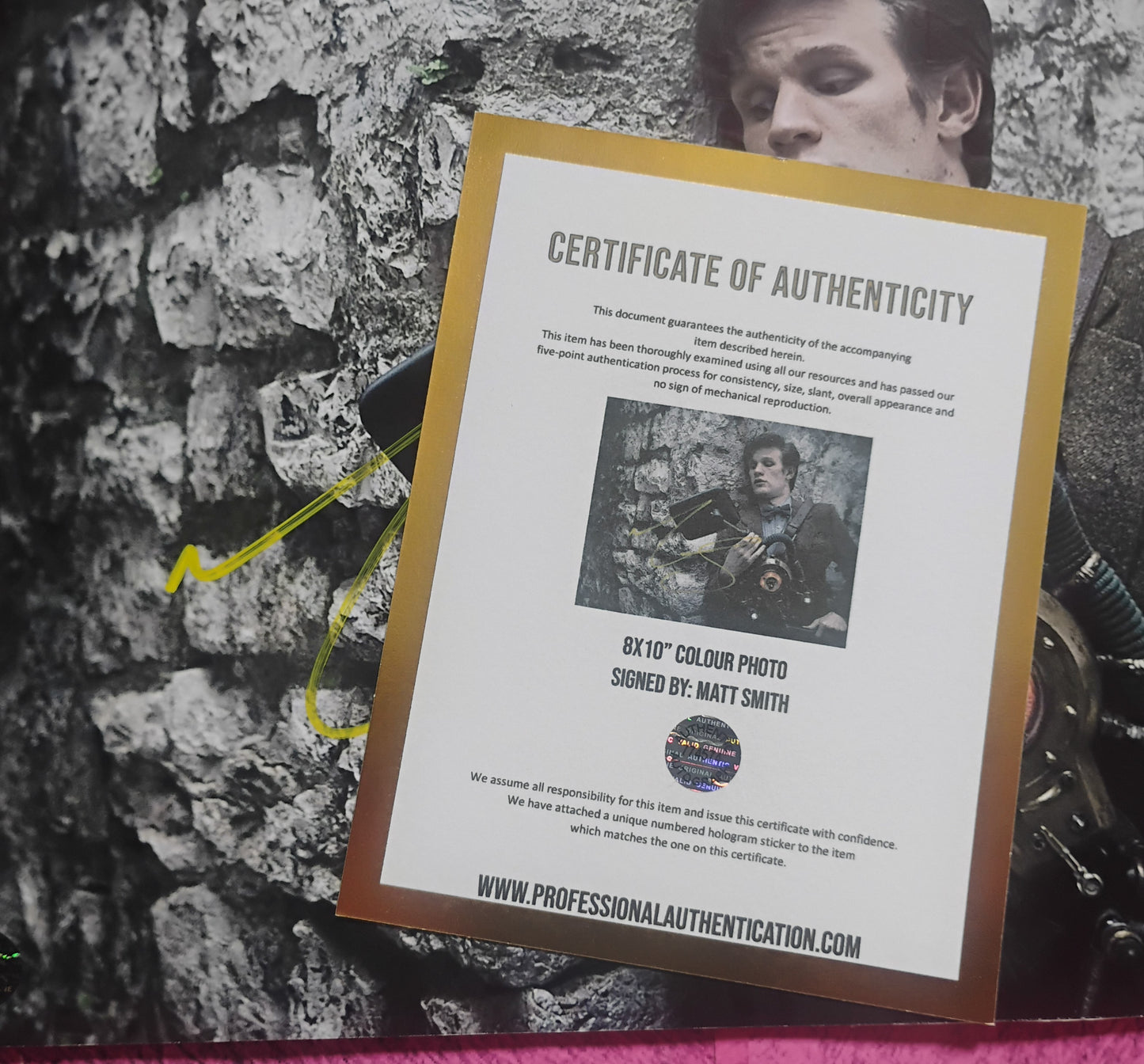 Matt Smith Hand Signed Autograph 8x10 Photo COA Doctor Who