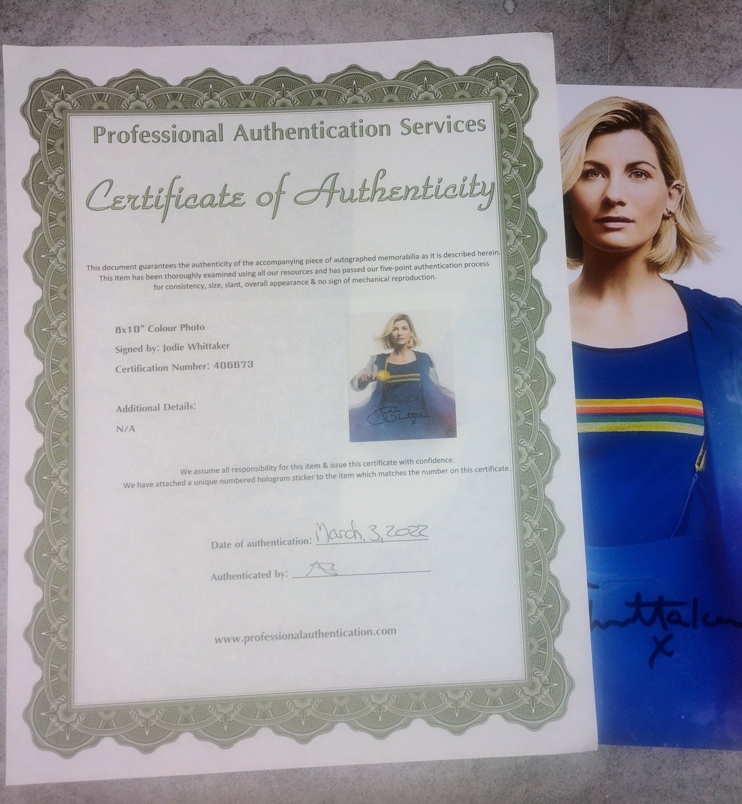 Jodie Whittaker Hand Signed Autograph 8x10 Photo COA Doctor Who