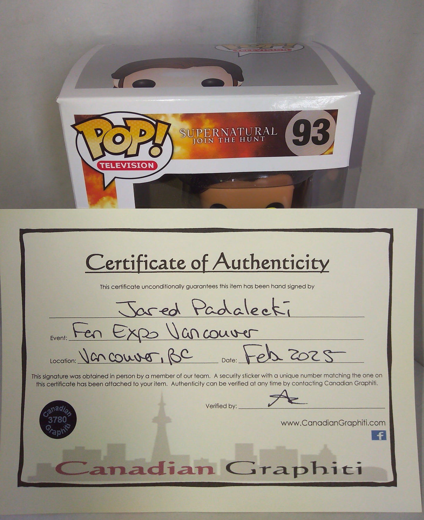 Jared Padalecki Hand Signed Autograph Supernatural Funko Pop COA