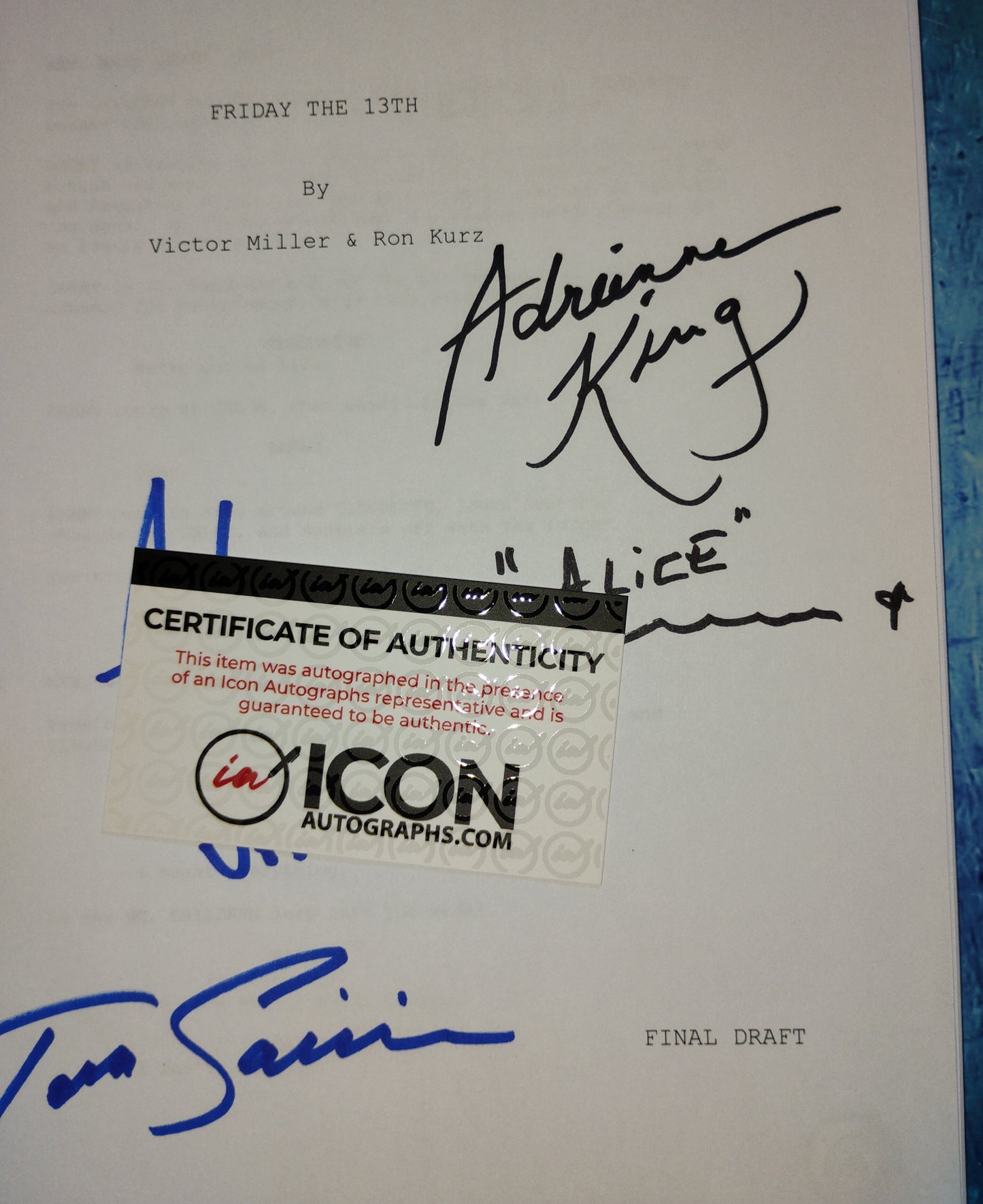Friday The 13th Cast Hand Signed Autograph Script COA Tom Savini, Adrienne King, Ari Lehman