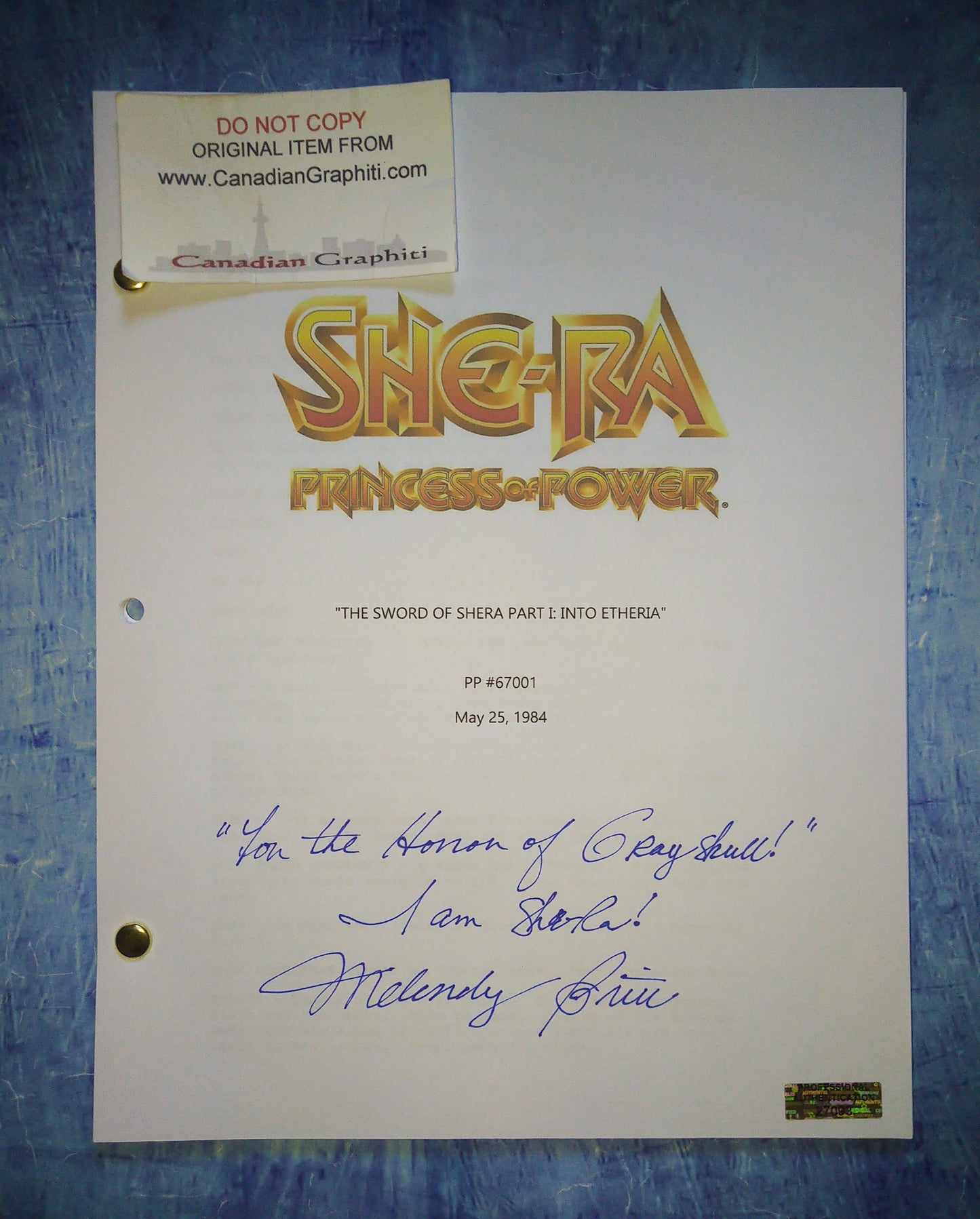 Melendy Britt Hand Signed Autograph She-ra Script COA