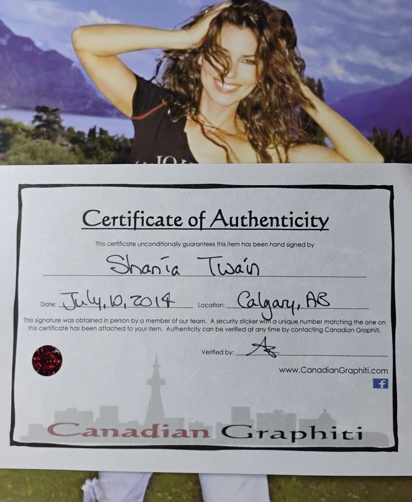 Shania Twain Hand Signed Autograph 8x10 Photo COA