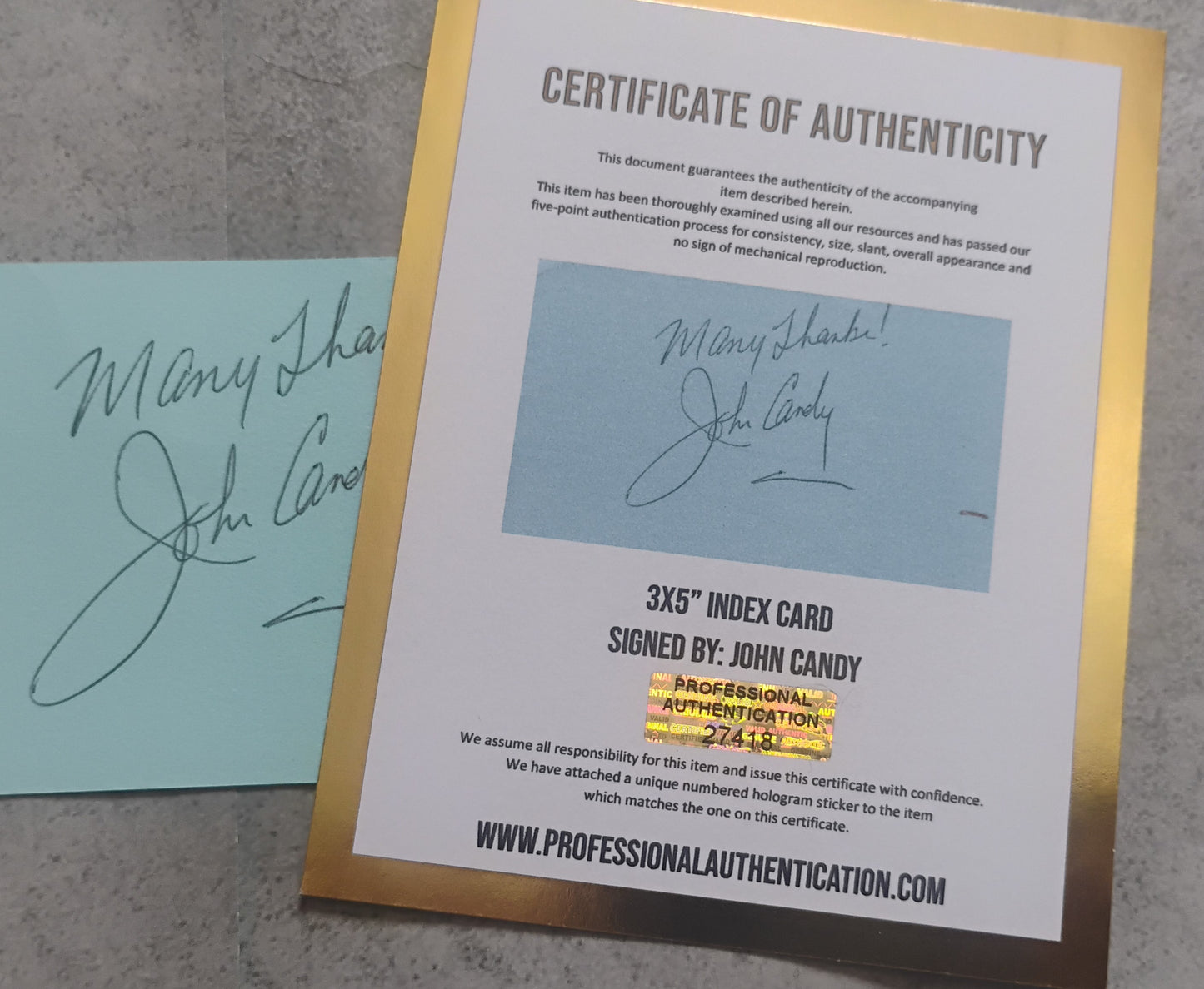 John Candy Hand Signed Autograph Index Card COA