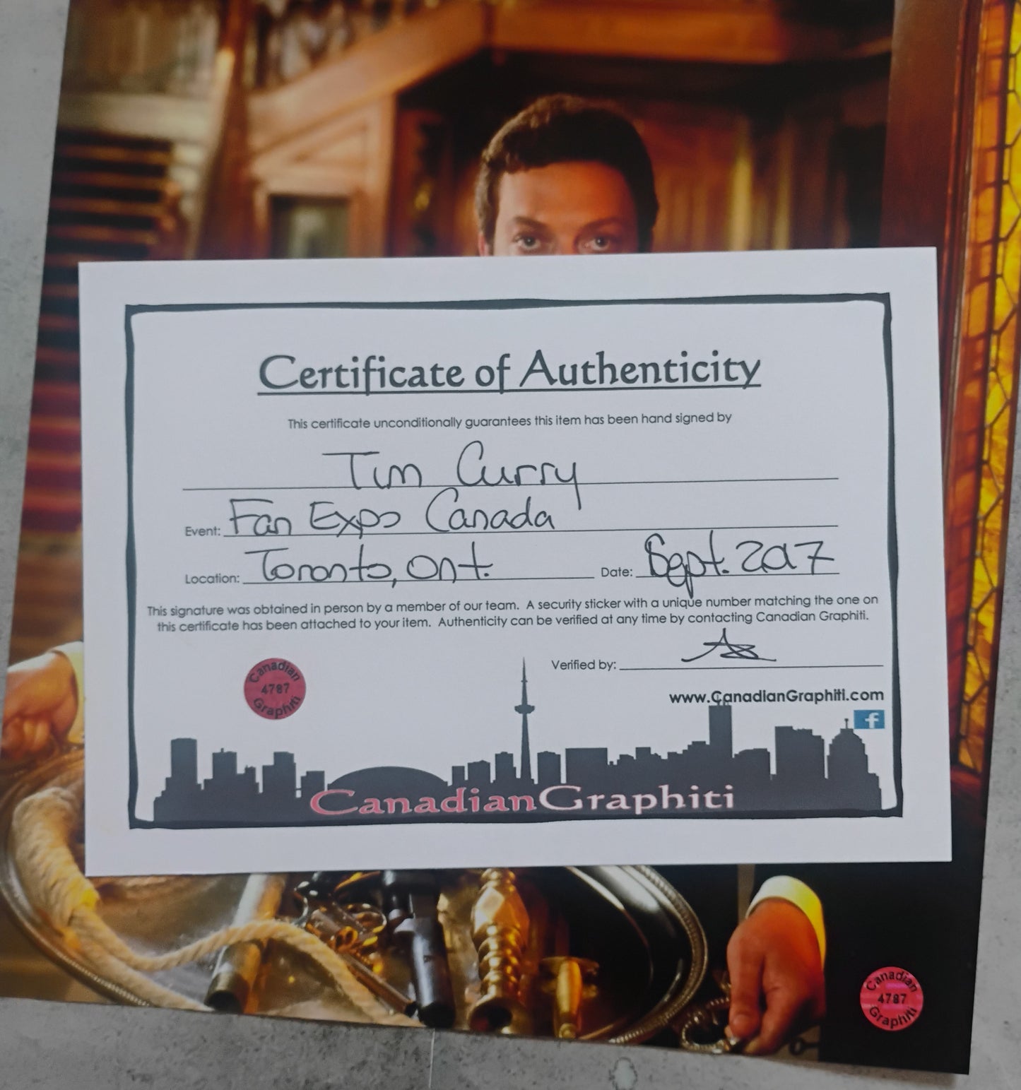 Tim Curry Hand Signed Autograph Photo COA Clue