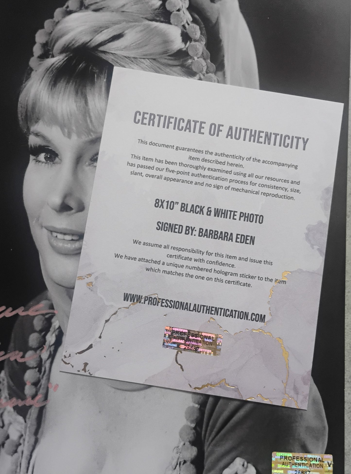 Barbara Eden Hand Signed Autograph 8x10 Photo COA I Dream Of Jeannie
