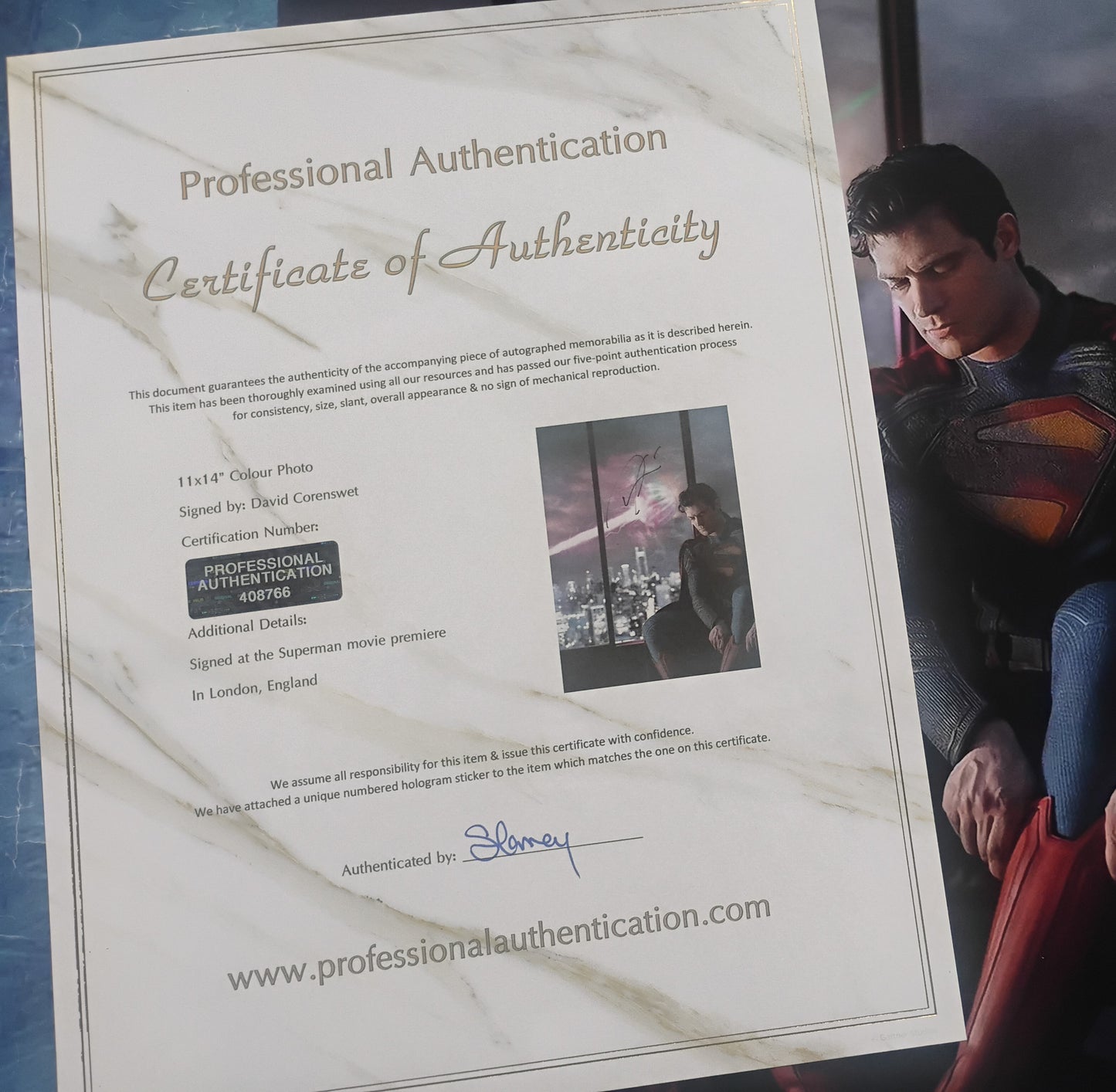 David Corenswet Hand Signed Autograph 11x14 Photo COA Superman
