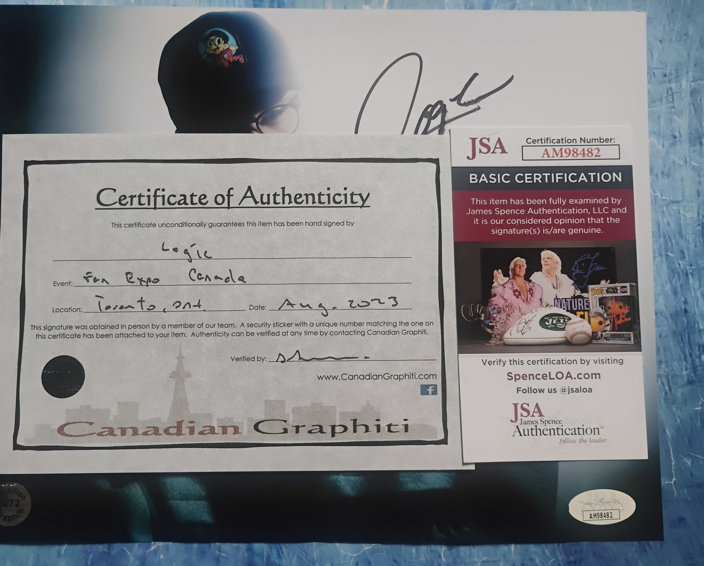 Logic Rapper Hand Signed Autograph 8x10 Photo JSA COA