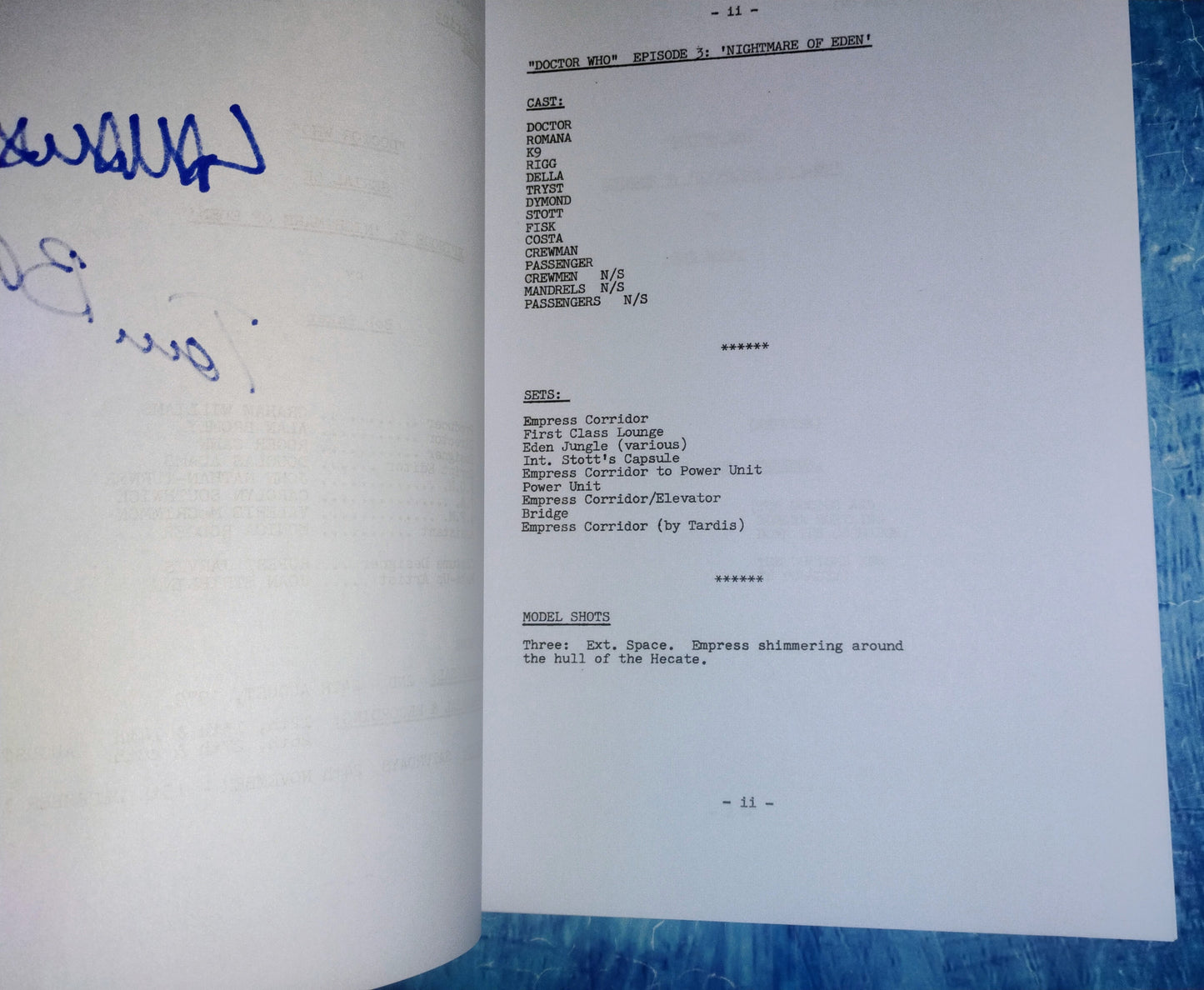 Lalla Ward & Tom Baker Hand Signed Autograph Doctor Who Script COA