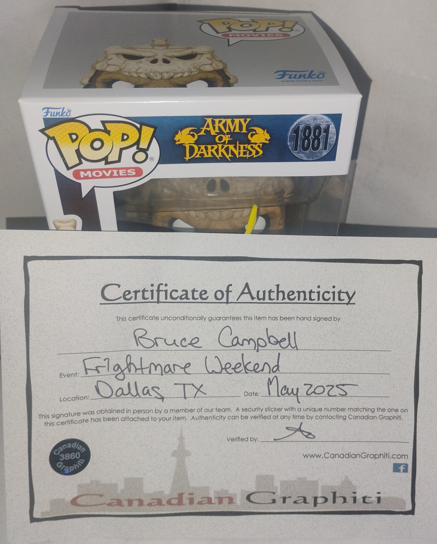 Bruce Campbell Hand Signed Autograph Evil Ash Funko Pop COA Army Of Darkness