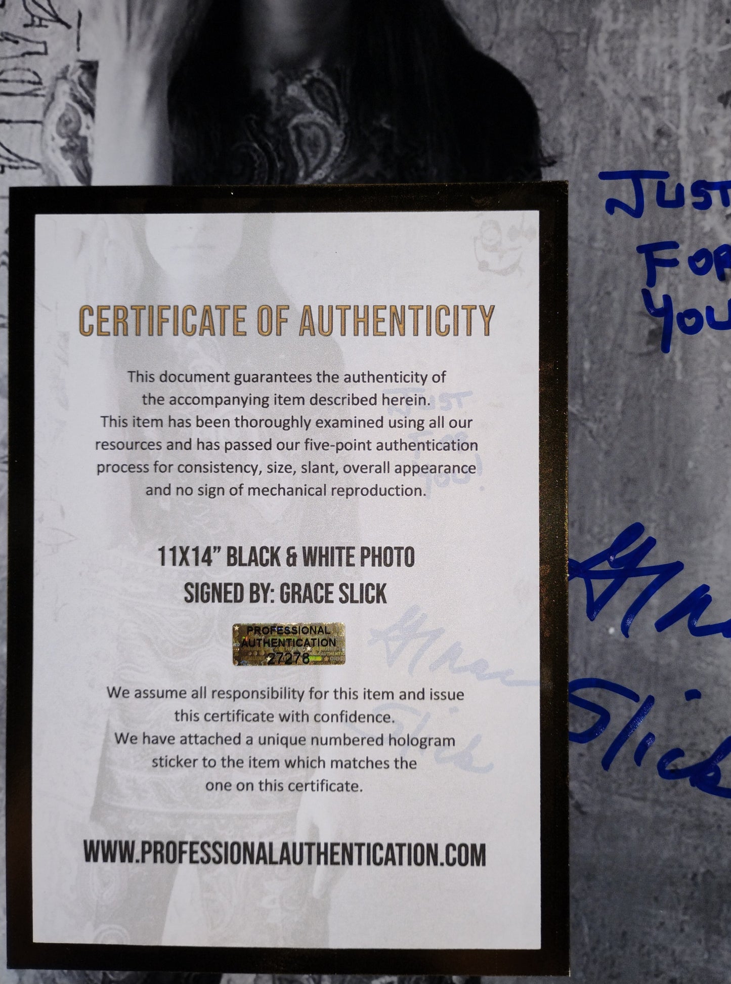 Grace Slick Hand Signed Autograph 11x14 Photo COA