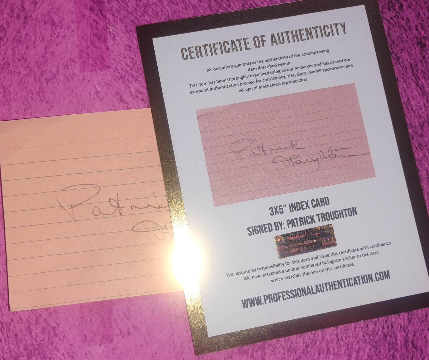 Patrick Troughton Hand Signed Autograph Index Card COA Doctor Who