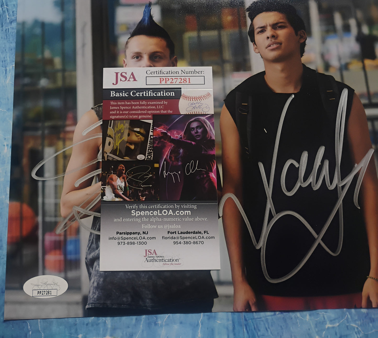 Jacob Bertrand & Xolo Mariduena Hand Signed Autograph 8x10 Photo JSA COA Cobra Kai