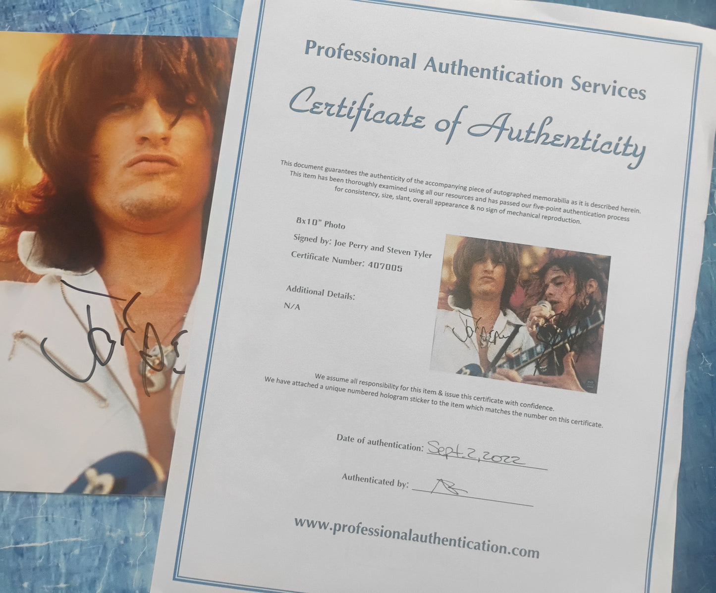 Joe Perry & Steven Tyler Hand Signed Autograph 8x10 Photo COA Aerosmith