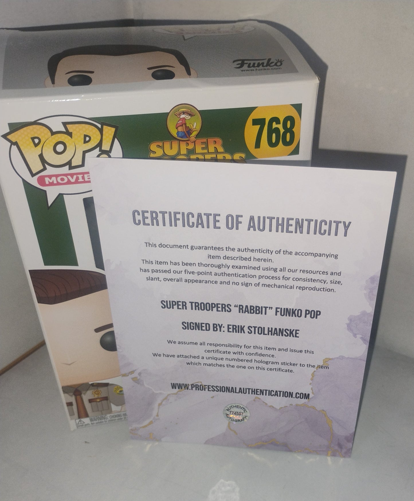 Erik Stolhanske Hand Signed Autograph Super Troopers Funko Pop COA