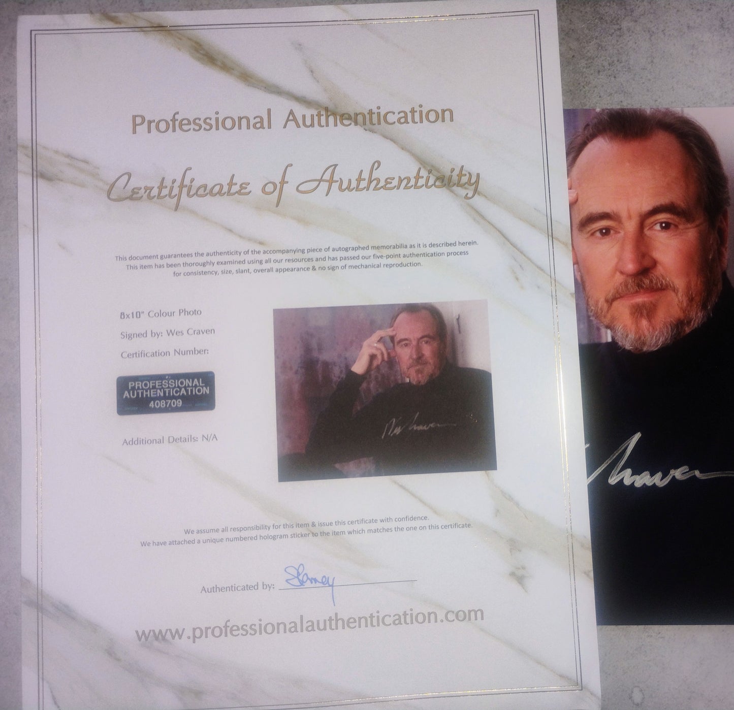 Wes Craven Hand Signed Autograph 8x10 Photo COA