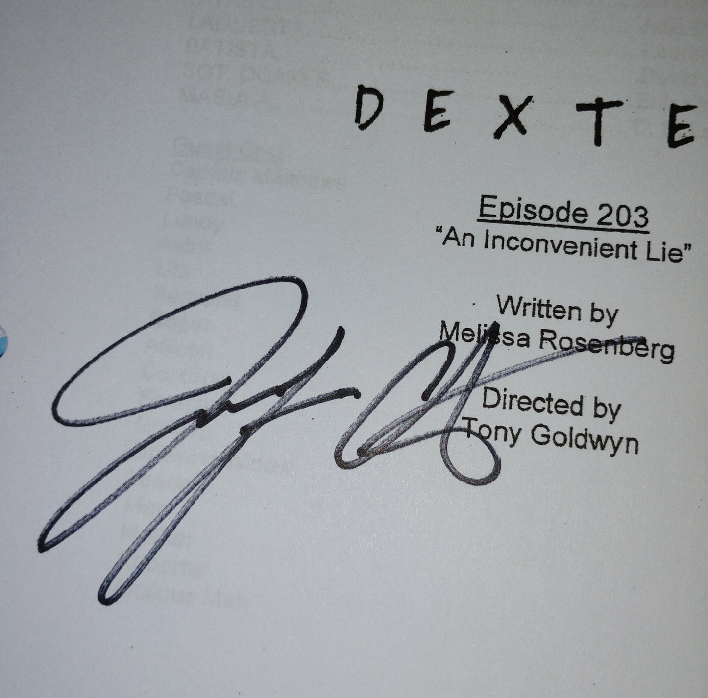 Dexter 3x Cast Hand Signed Autograph Script COA Michael C Hall, Julie Benz & Jennifer Carpenter
