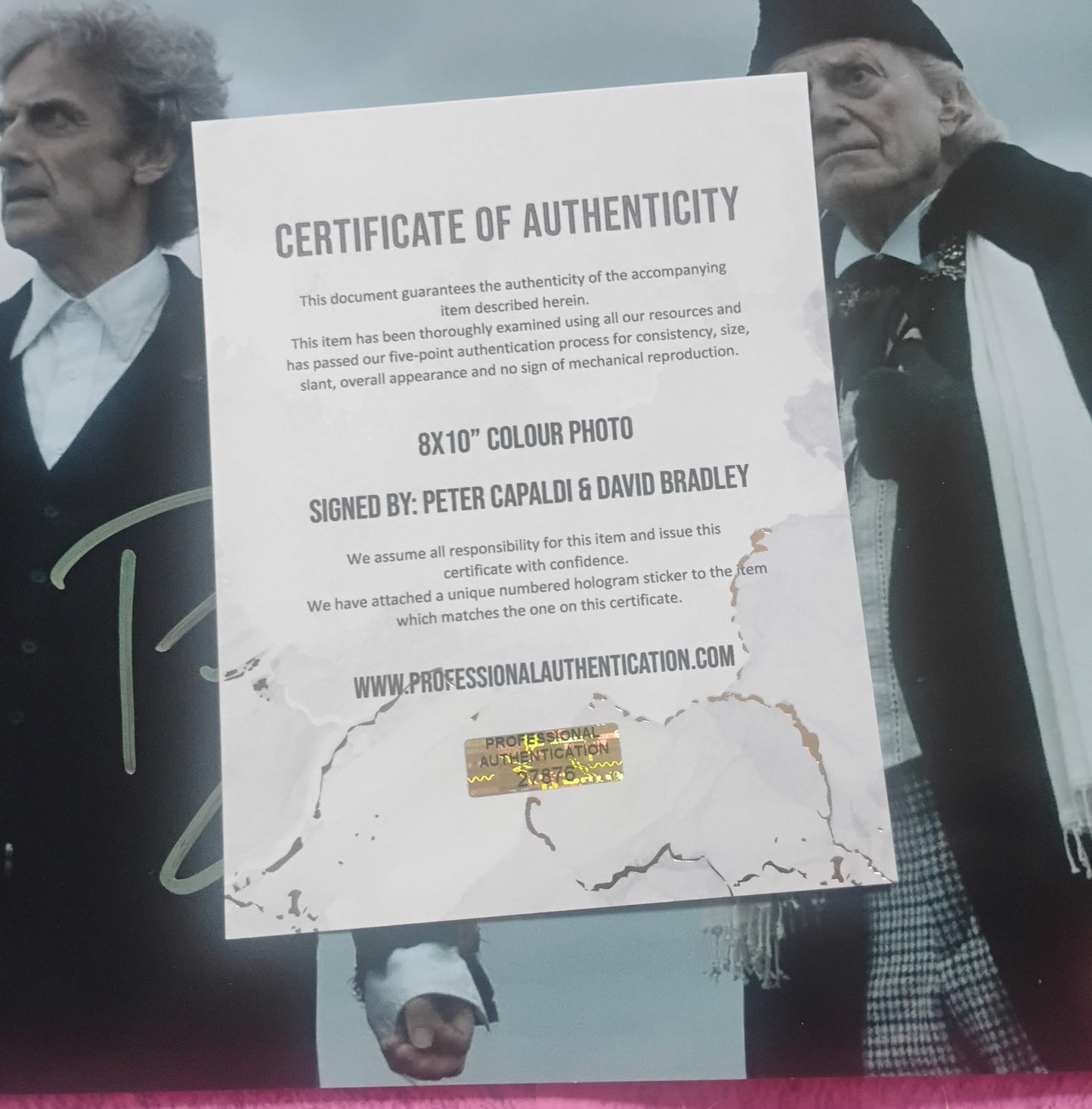 Peter Capaldi & David Bradley Hand Signed Autograph 8x10 Photo COA Doctor Who