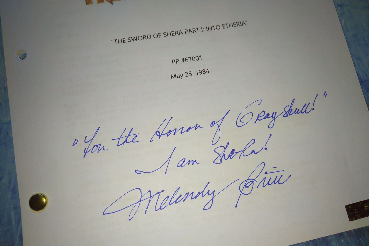 Melendy Britt Hand Signed Autograph She-ra Script COA