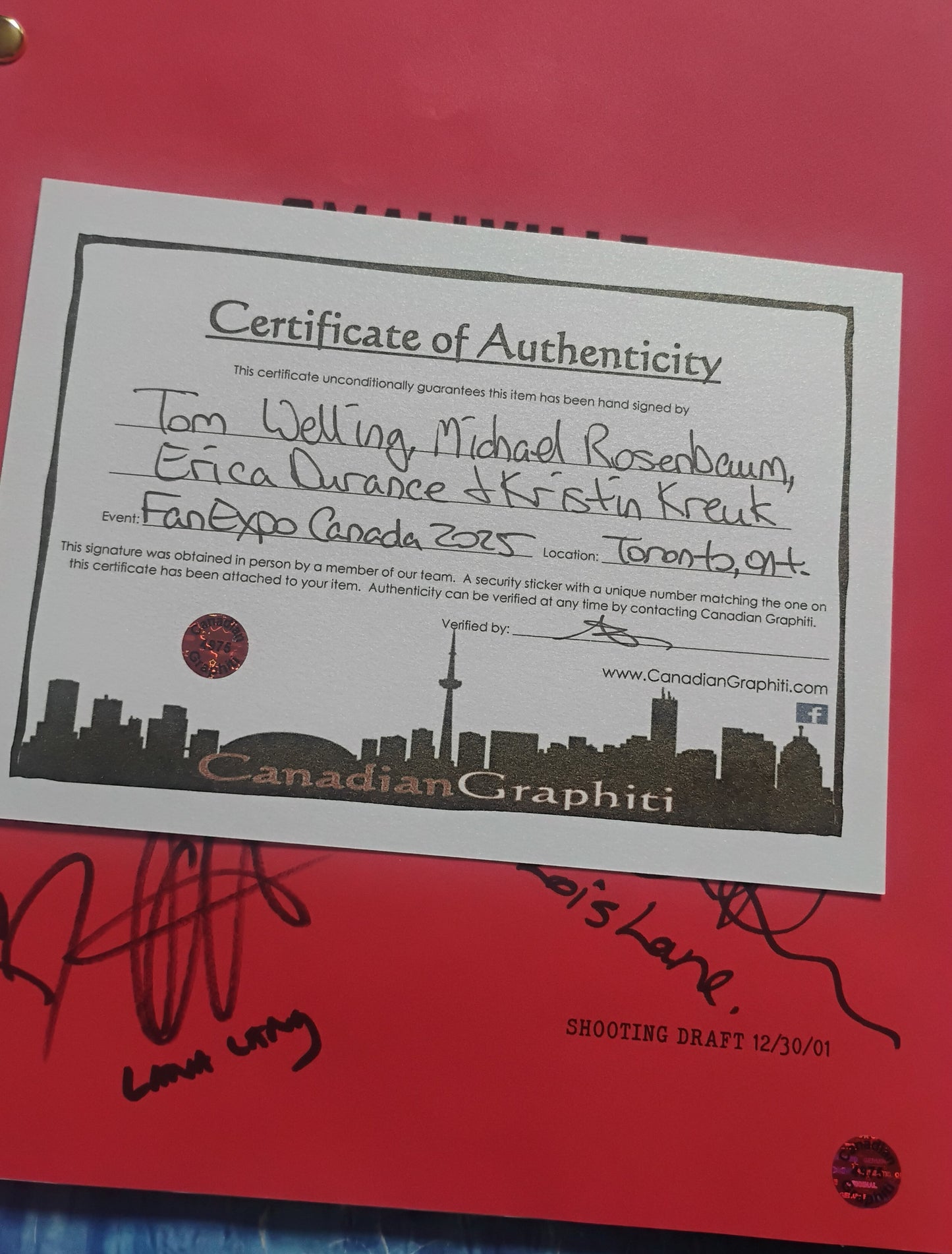 Smallville 4x Cast Hand Signed Autograph OPix COA