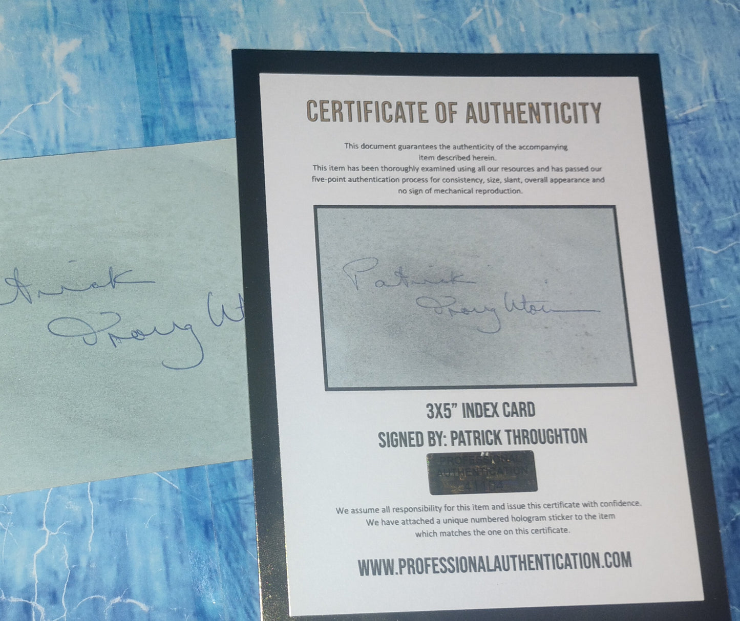 Patrick Throughton Hand Signed Autograph Index Card COA Doctor Who