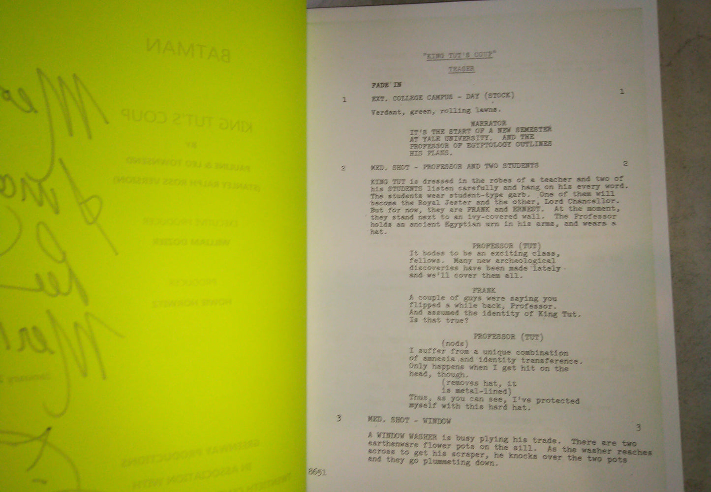 Lee Meriwether Hand Signed Autograph Batman Script COA