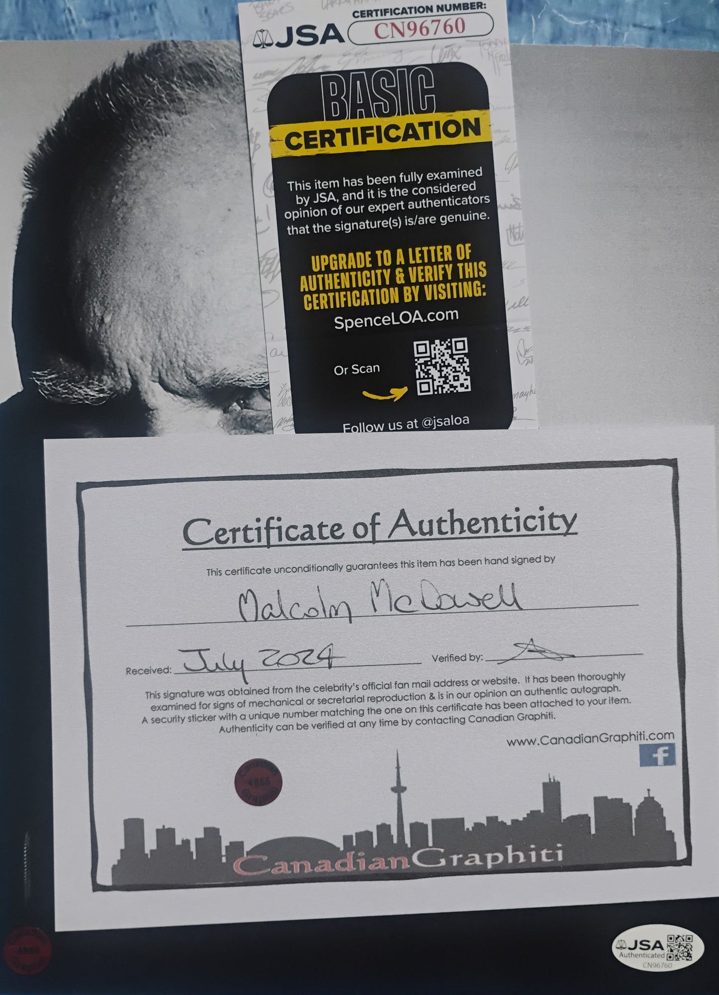 Malcolm McDowell Hand Signed Autograph 8x10 Photo JSA COA