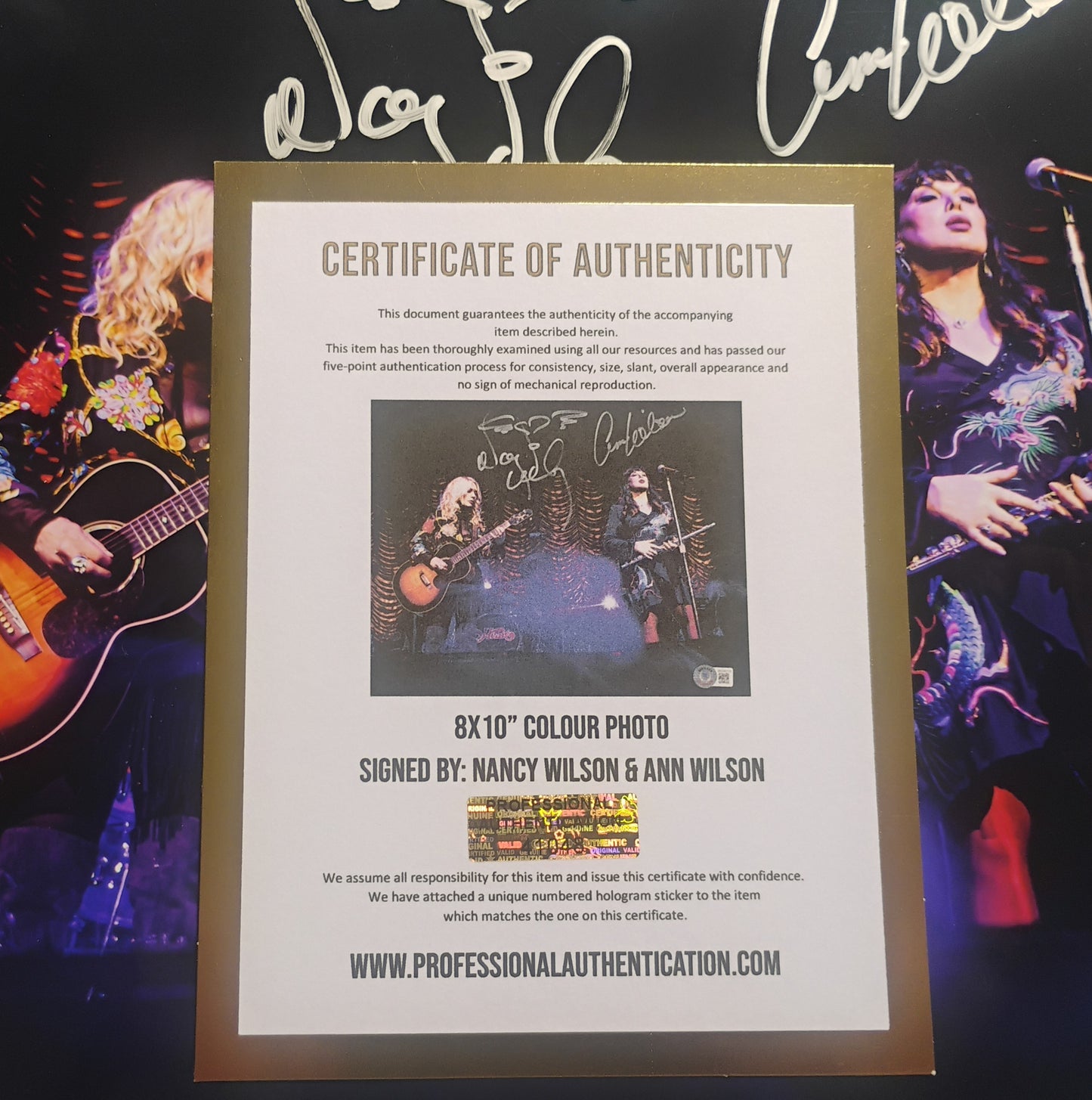 Ann Wilson & Nancy Wilson Hand Signed Autograph 8x10 Photo BAS COA Heart