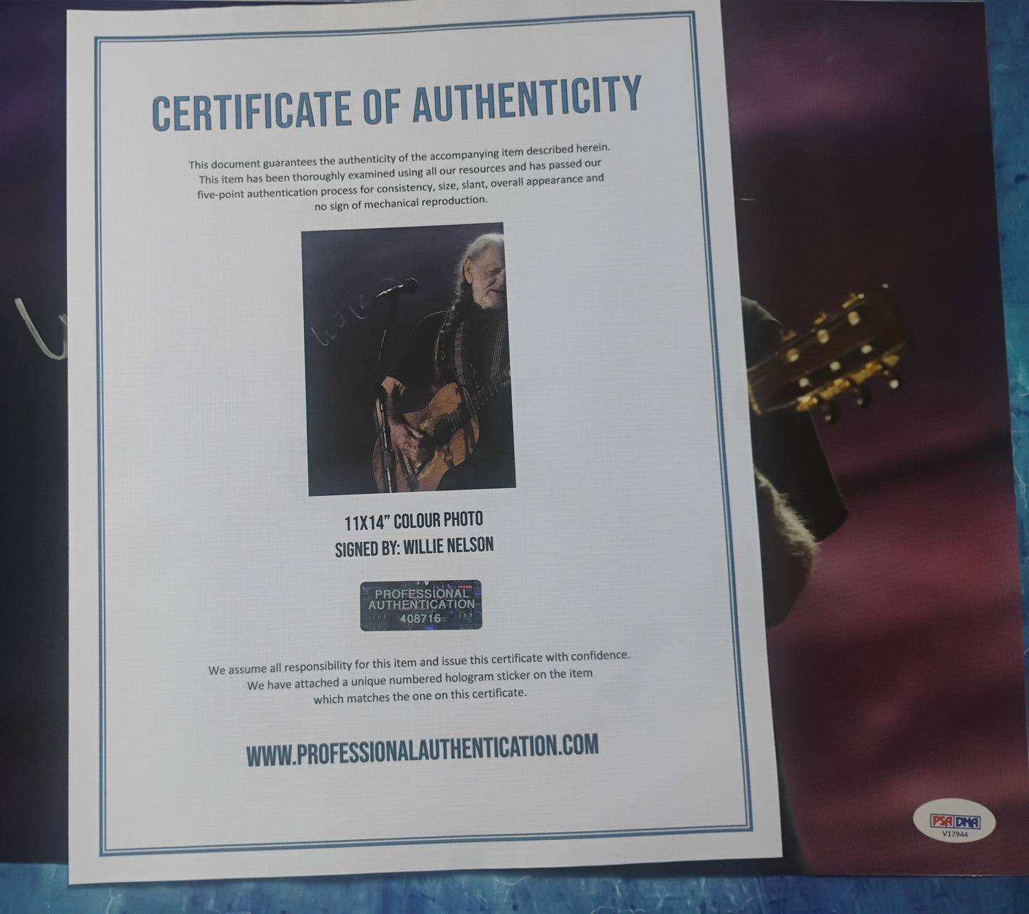 Willie Nelson Hand Signed Autograph 11x14 Photo PSA COA