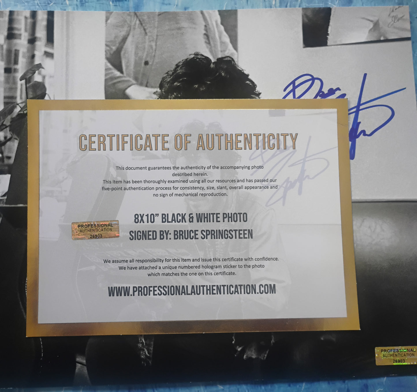 Bruce Spingsteen Hand Signed Autograph 8x10 Photo COA