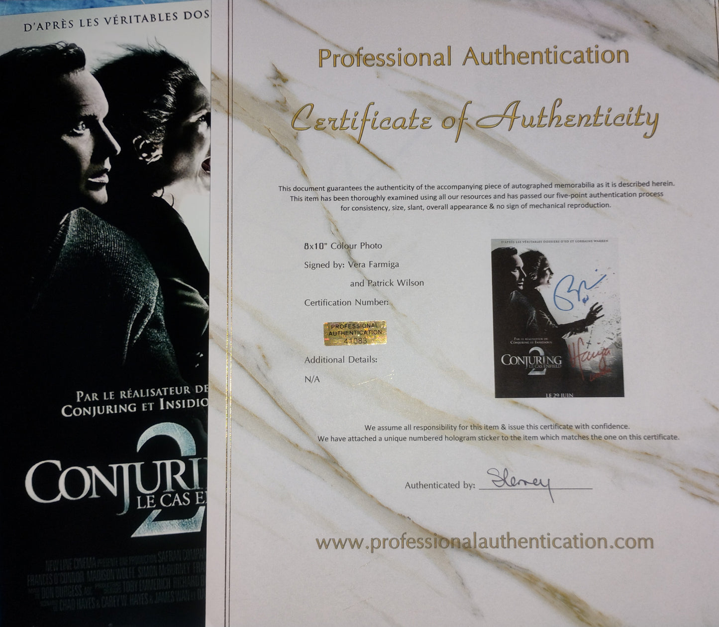 Vera Farmiga & Patrick Wilson Hand Signed Autograph 8x10 Photo COA The Conjuring