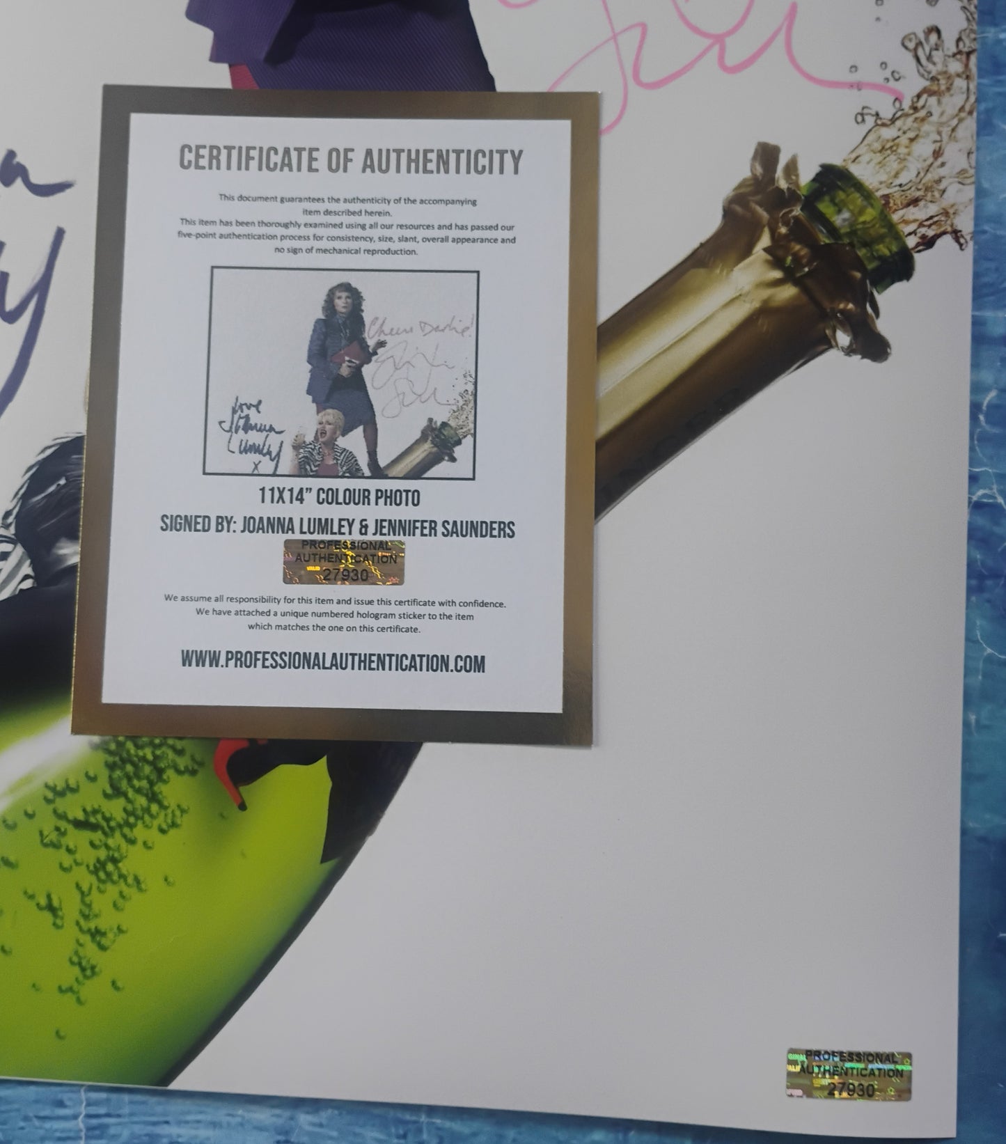 Jennifer Saunders & Joanna Lumley Hand Signed Autograph 11x14 Photo COA Absolutely Fabulous