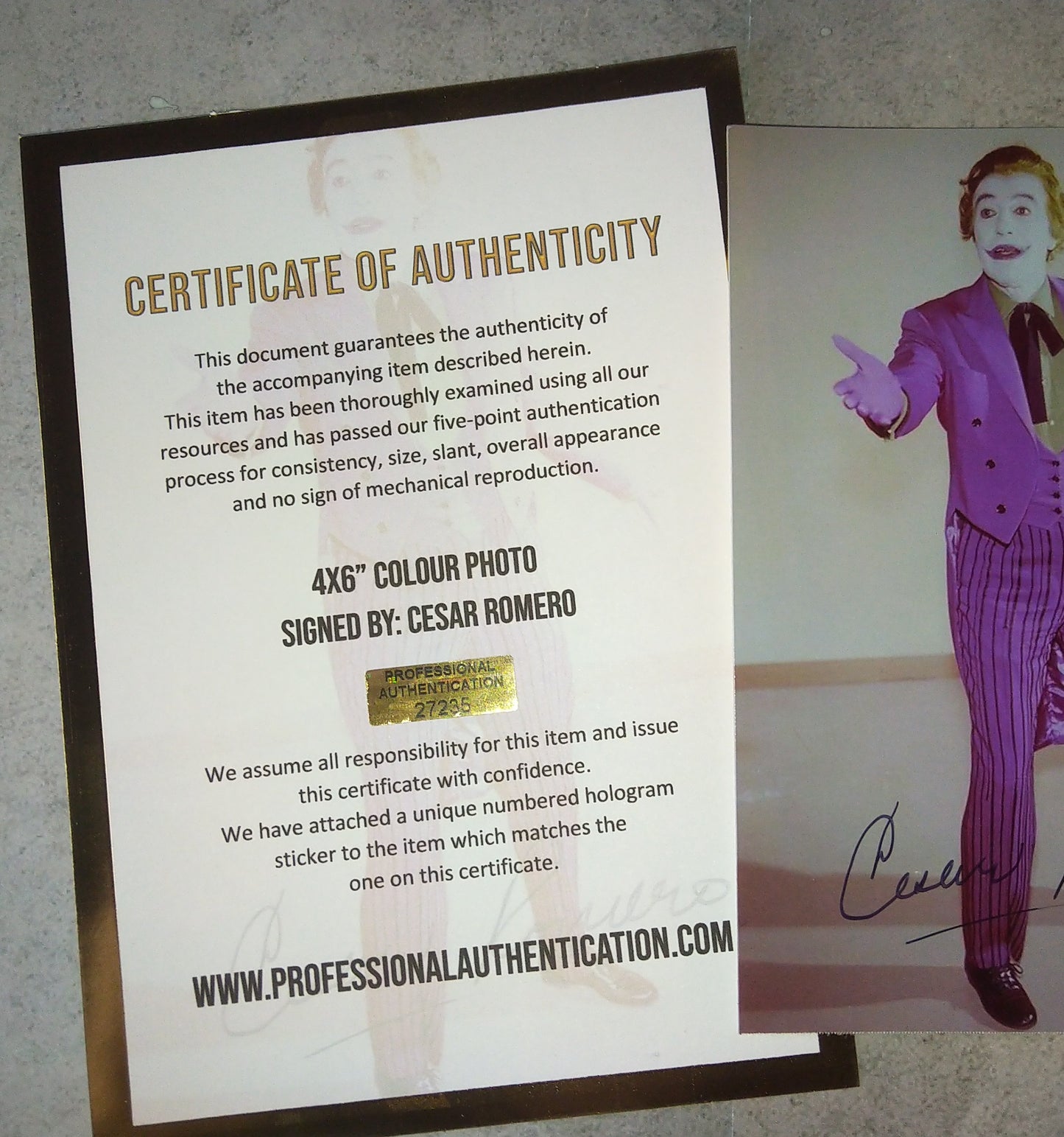 Cesar Romero Hand Signed Autograph Photo COA Batman
