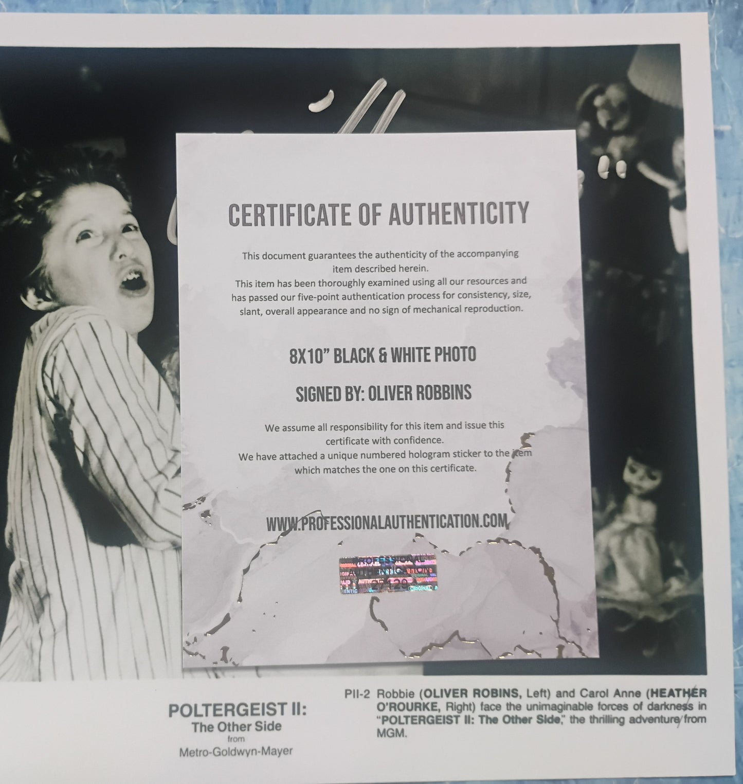 Oliver Robins Hand Signed Autograph 8x10 Photo COA Poltergeist