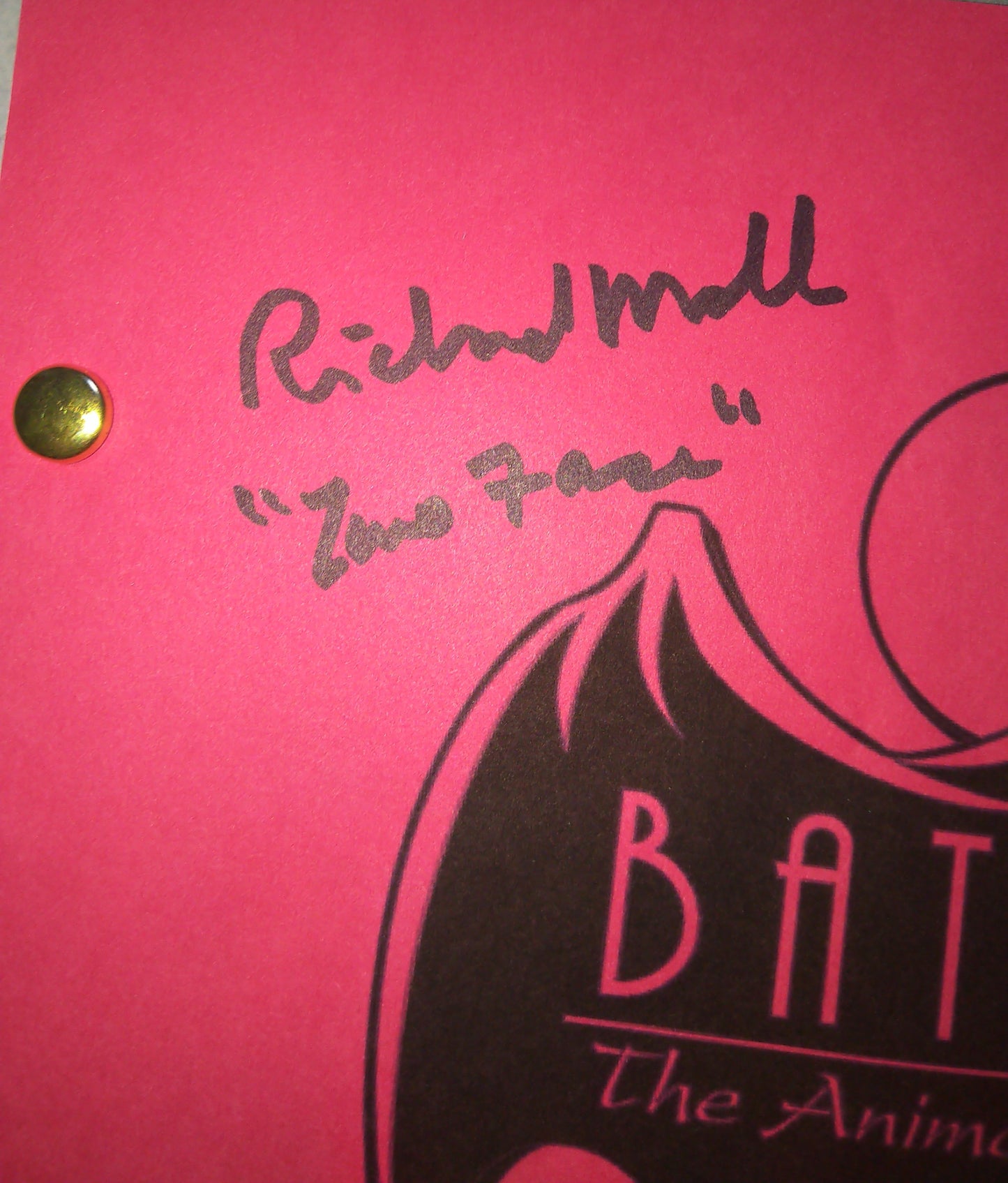 Batman Cast Hand Signed Script COA Kevin Conroy, Diane Pershing & Richard Moll