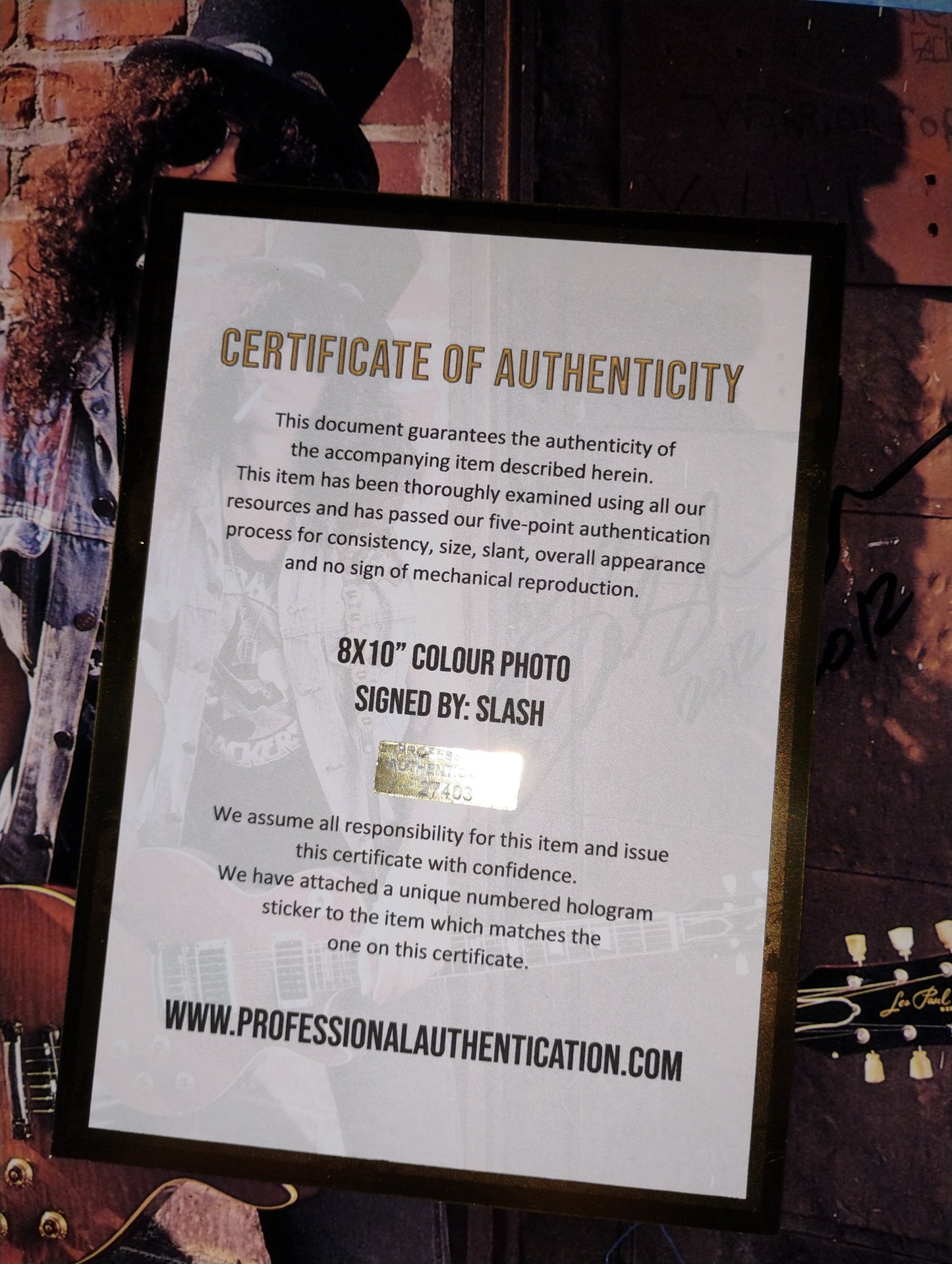 Slash Hand Signed Autograph 8x10 Photo COA Guns N Roses