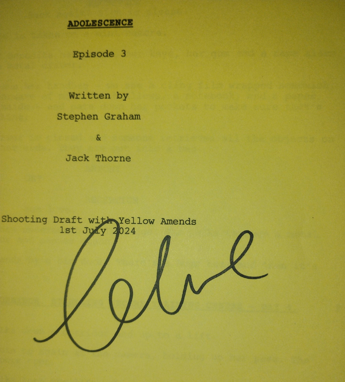 Owen Cooper Hand Signed Autograph Adolescence Script COA