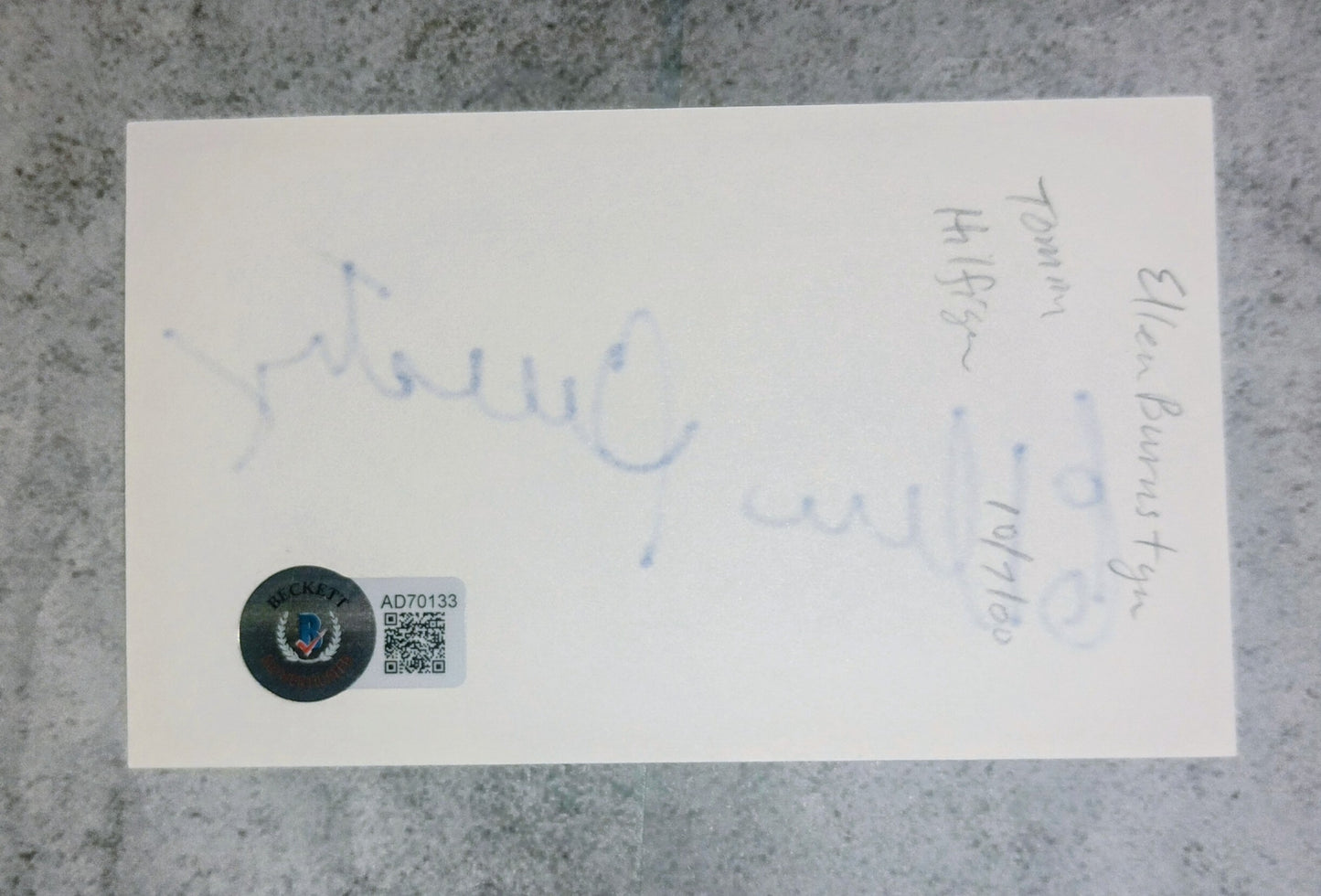 Ellen Burstyn Hand Signed Autograph Index Card BAS COA